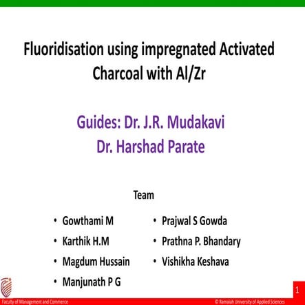 Fluoridisation using impregnated Activated Charcoal with Al/Zr