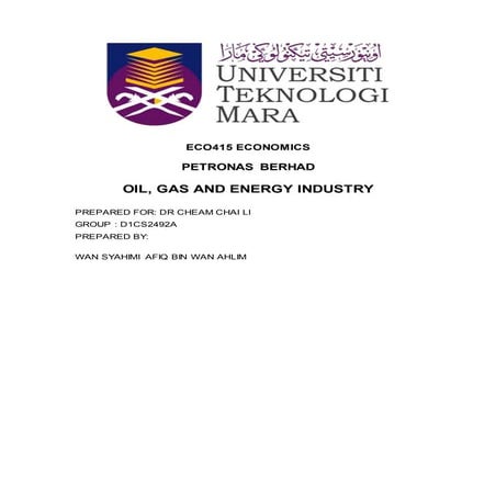 Oil and Gas Company PETRONAS BERHAD Microeconomics and Macroeconomics