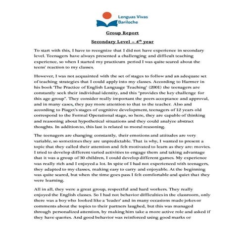 Group report   secondary level