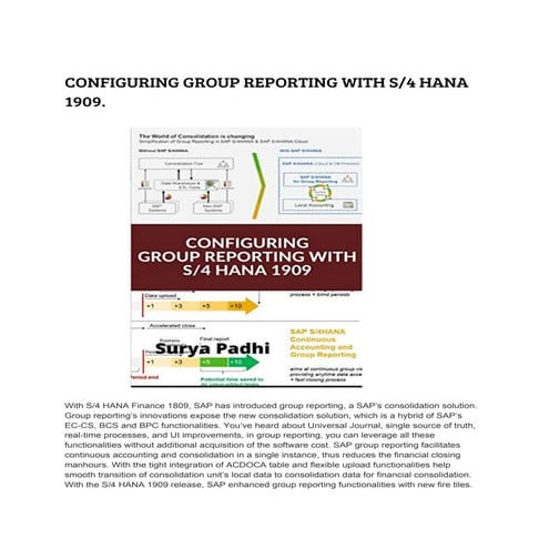 CONFIGURING GROUP REPORTING WITH S/4 HANA 1909.