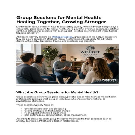 Group Sessions for Mental Health: Healing Together, Growing Stronger | DOCX