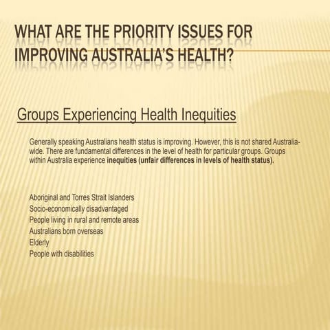 Groups Experiencing Inequities