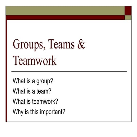 Groups, teams & teamwork