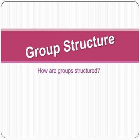 Group Structure (Psychology of Small Groups)