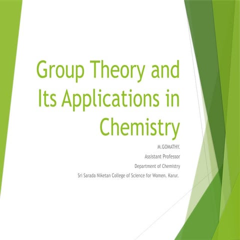 Group Theory in Chemistry, symmetry elements and application