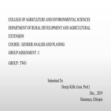 INTEGRATING GENDER EQUALITY  IN TO PROJECTS AND PROGRAMS