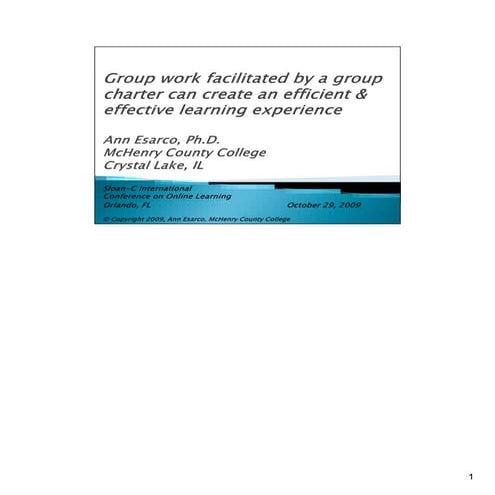 Group work facilitated by a group charter can create an efficient & effective...