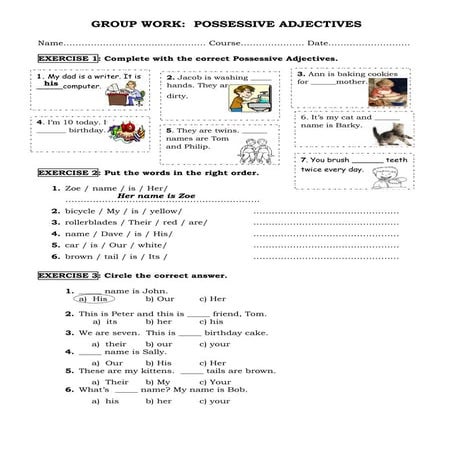 Group work Possessive Adjectives