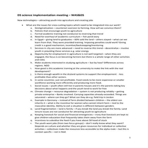 DS science implementation meeting – WAS&DS