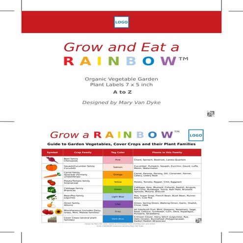 Grow and Eat a Rainbow Vegetable Garden Plant  Labels 7 x 5 inch by Mary Van ...
