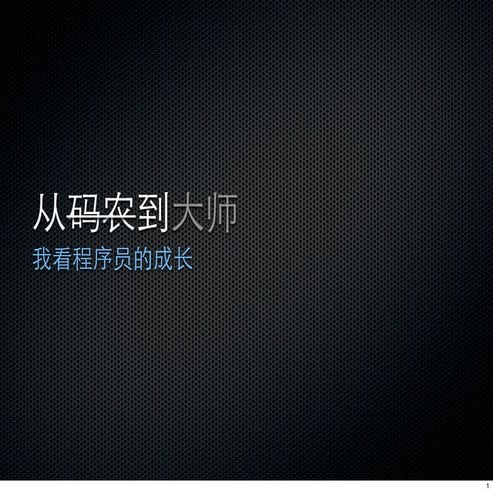 从码农到大师—— 我看程序员的成长