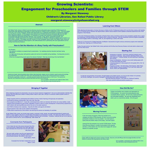 Growing Scientists: Community Engagement for Preschoolers and Families throug...