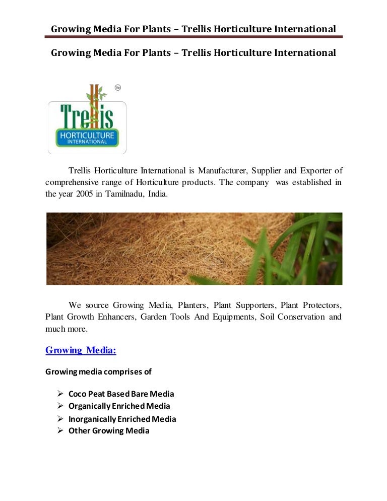 Growing media for plants