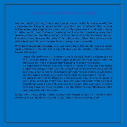 Grow in your career with executive coaching