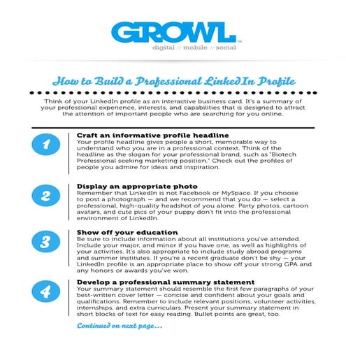 How To Build A LinkedIn Profile by Greg Olson, Growl Mobile Agency