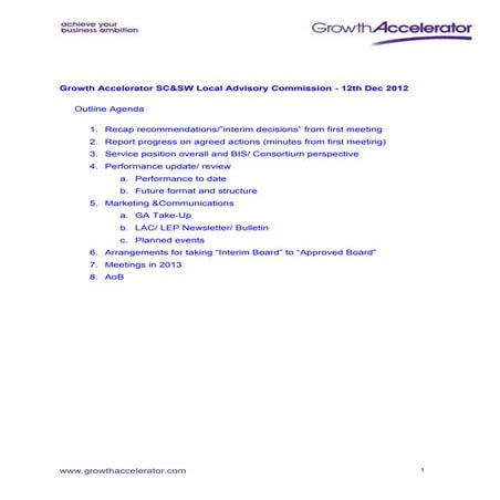 Growthaccelerator Sc Sw Lac Outline Agenda 12th Dec 2012 Docx