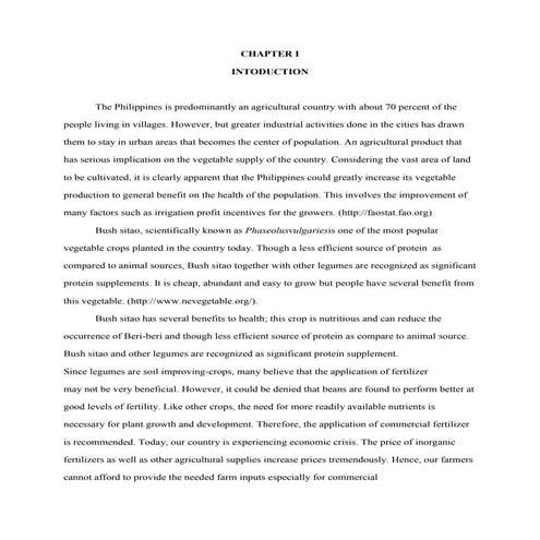 Growth and yield performance of bush sitao to the different levels of chicken...