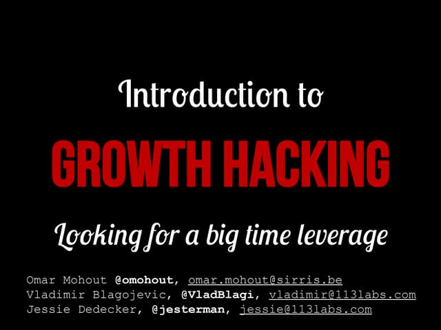Growth Hacking Belgium (kick-off)