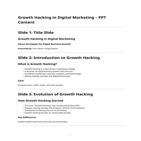 Growth Hacking Techniques in Digital Marketing | PPTX