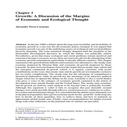 Growth in margin of ecological thought by perez