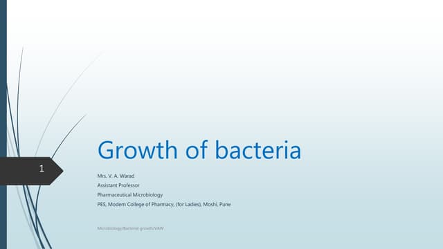 Growth of bacteria