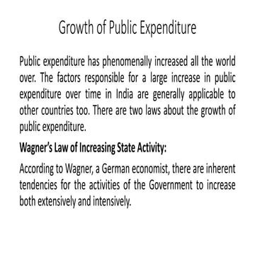 Growth of Public Expenditure - Wagner and Wiseman-Peacock