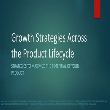 Growth Strategies Across the Product Lifecycle