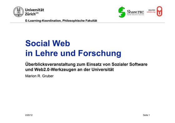 Social Web in Lehre und Forschung