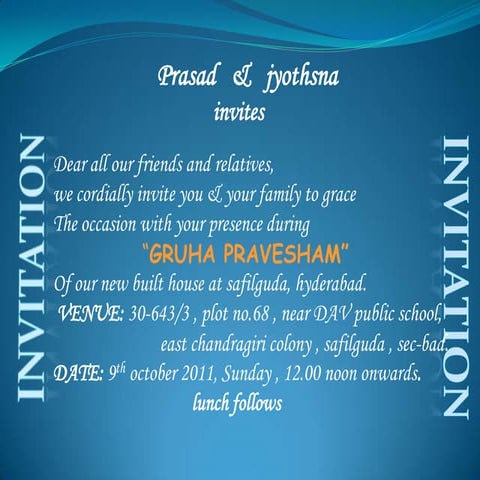 Gruha pravesh invi card | PPTX