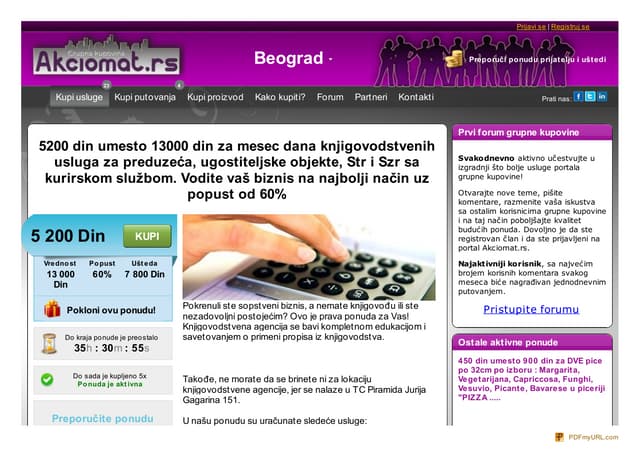 Grupna kupovina Beograd Srbija, Snizenje Beograd