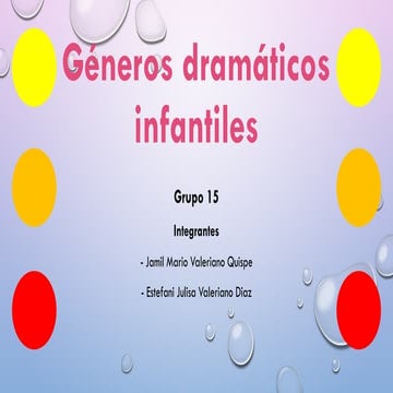 Grupo 15 (1).GENEROS DRAMÁTICOS INFANTILES | PPTX