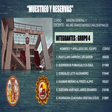 MUESTREO Y RESERVAS DE MINERALES ....pptx