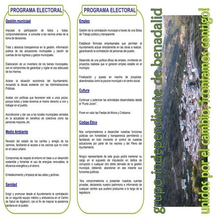 programa electoral del Grupo Independiente de Benadalid