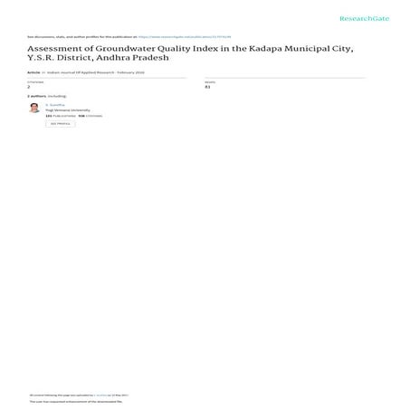 water quality assessment of groundwater | PPTX