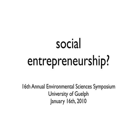 Social Entrepreneurship?