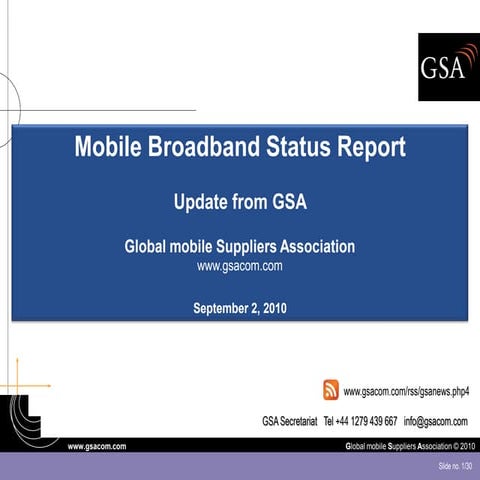 GSA Mobile Broadband Status Report August 2010