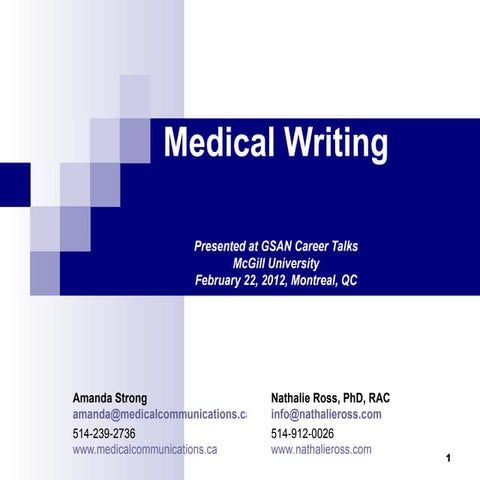 Careers in Medical Writing 