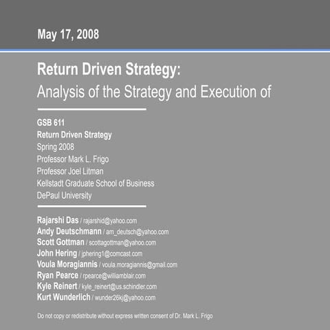 Gsb 611 Return Driven Strategy Presentation On Omnicom Group | PPTX