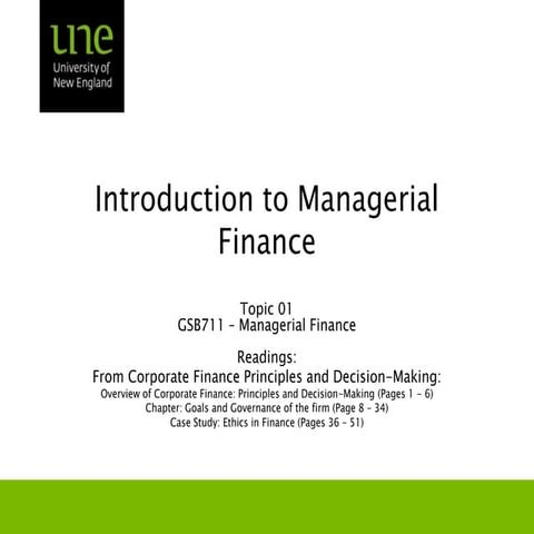 Gsb711 Lecture note 01   Introduction to Managerial Finance