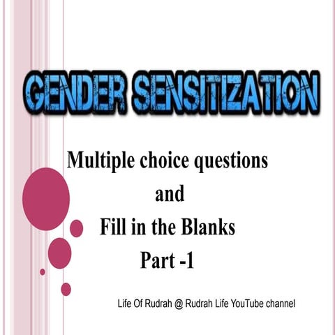 Gender Sensitization Objectives