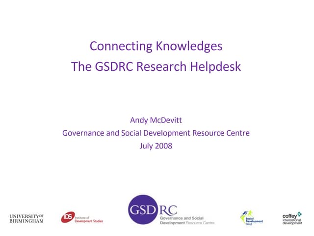 Gsdrc Helpdesk   Connecting Knowledges