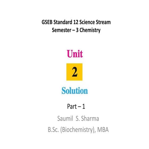 Gseb class 12 chemistry  sem 3 ch 2 solution part 1