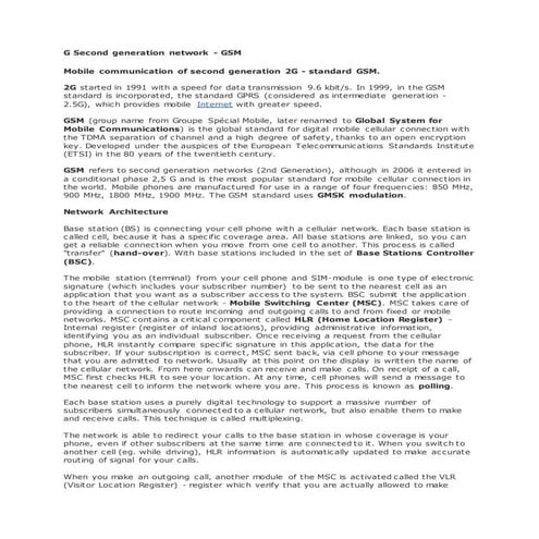 G second generation network