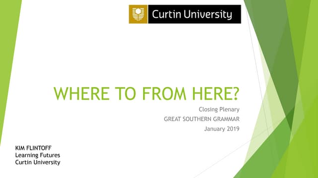 Where to from here - GSG closing plenary