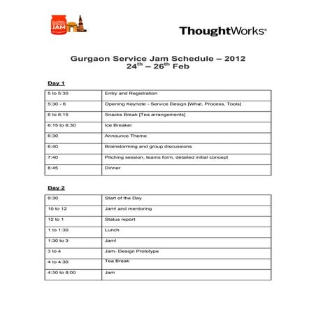 Gsj gurgaon schedule – 2012