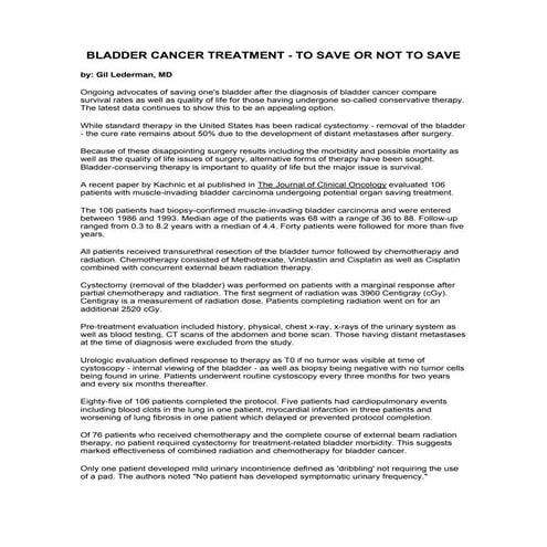 Radiation for the Treatment of Bladder Cancer | PPTX