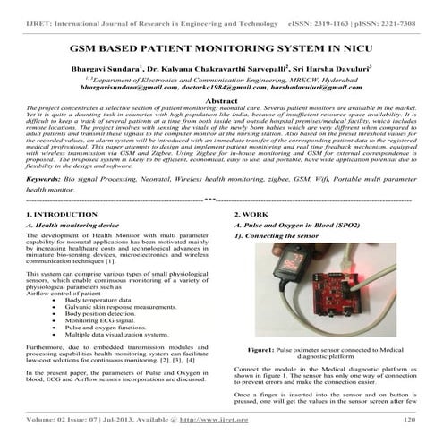 Gsm based patient monitoring system in nicu