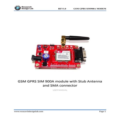 GSM GPRS SIM900A Module with Stub Antenna and SMA Connector