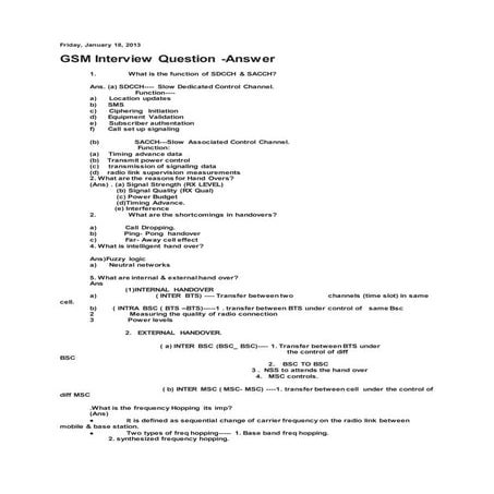 Gsm interview question  answer