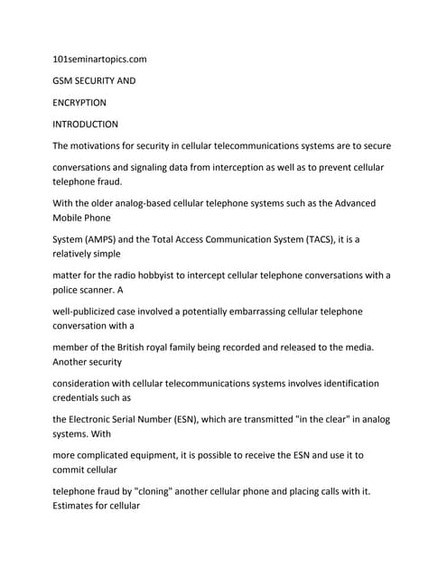 Gsm security and encryption